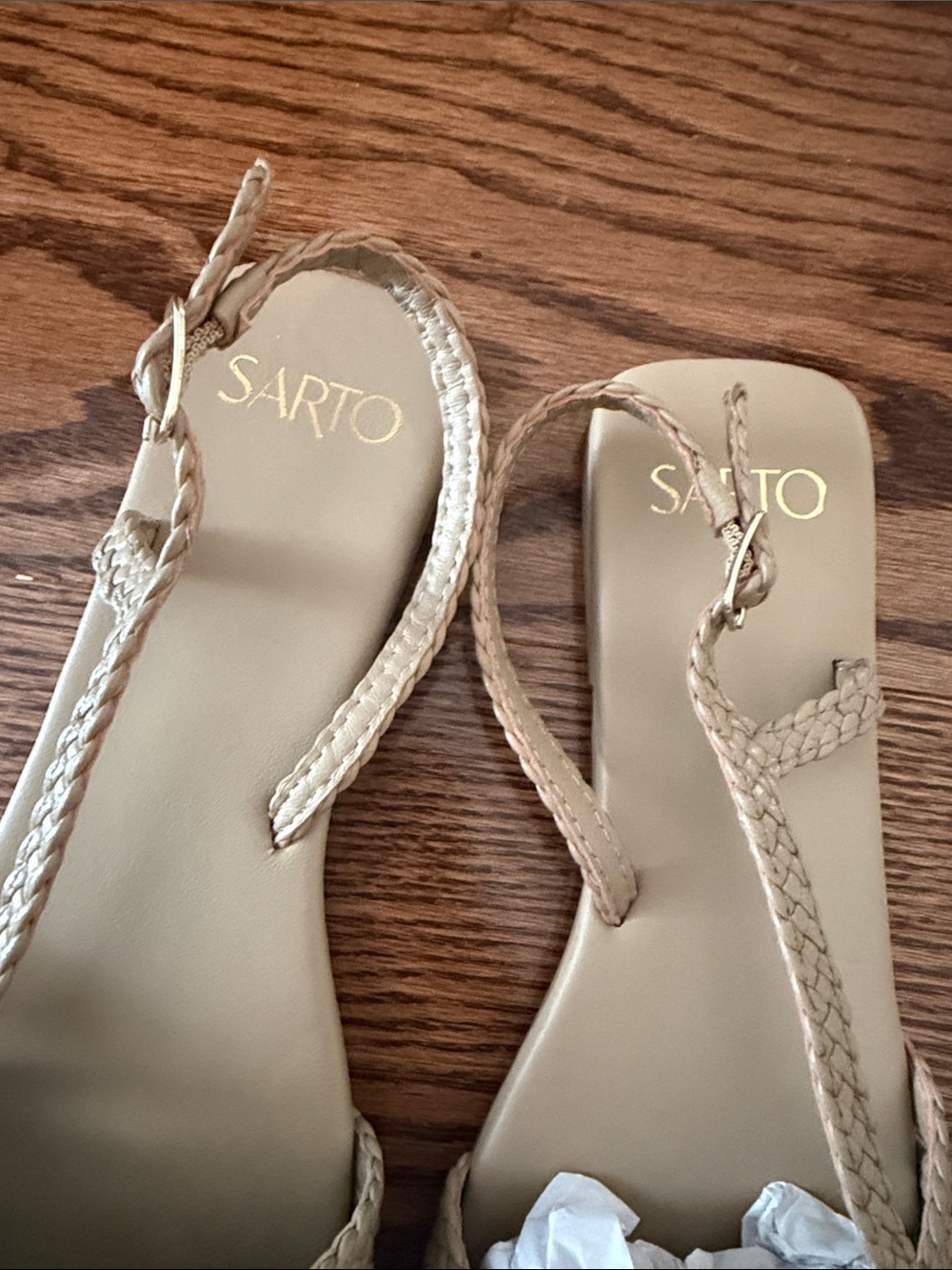 NEW Franco Sarto A-Ilona Beige Braided Women’s Slingback Sandals 7.5 - Picture 2 of 3